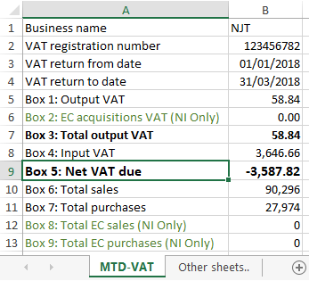 MTD Excel Import Example