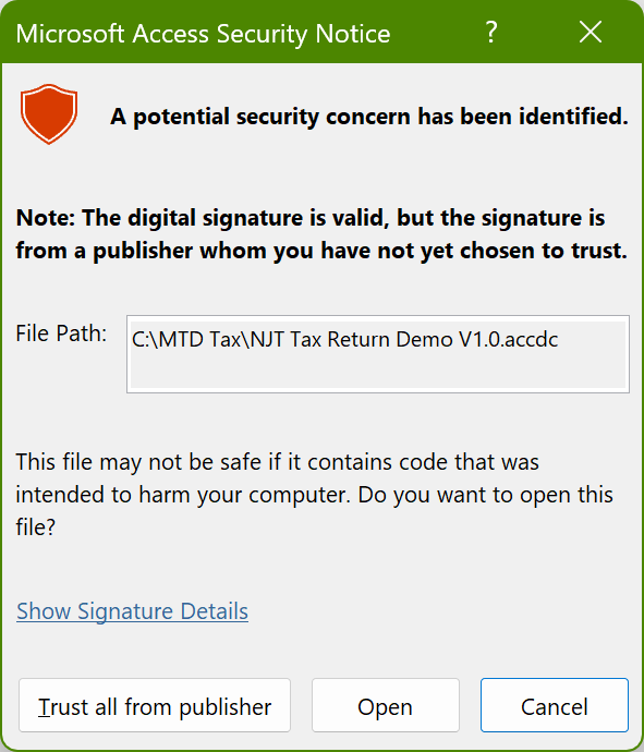 Access Security Notice